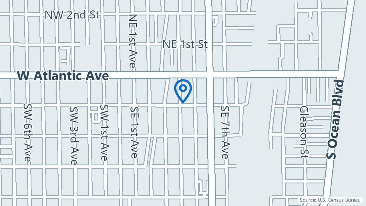 Map showing Delray Center for Healing in Delray Beach, Florida