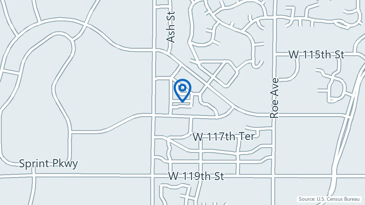 Map showing Silver Arrow Psychiatric Care in Leawood, Kansas
