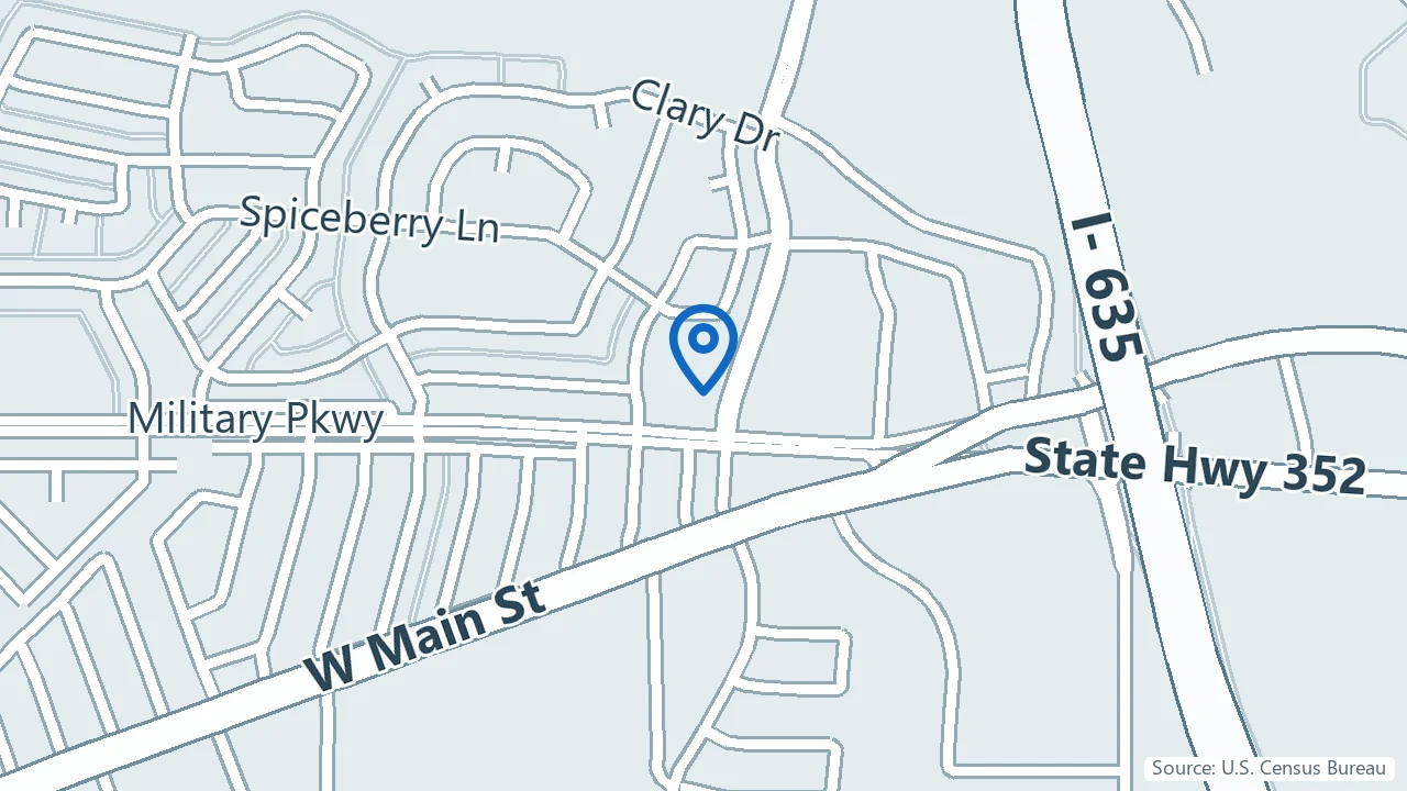 Map showing Alpha Mental Health Services in Mesquite, Texas