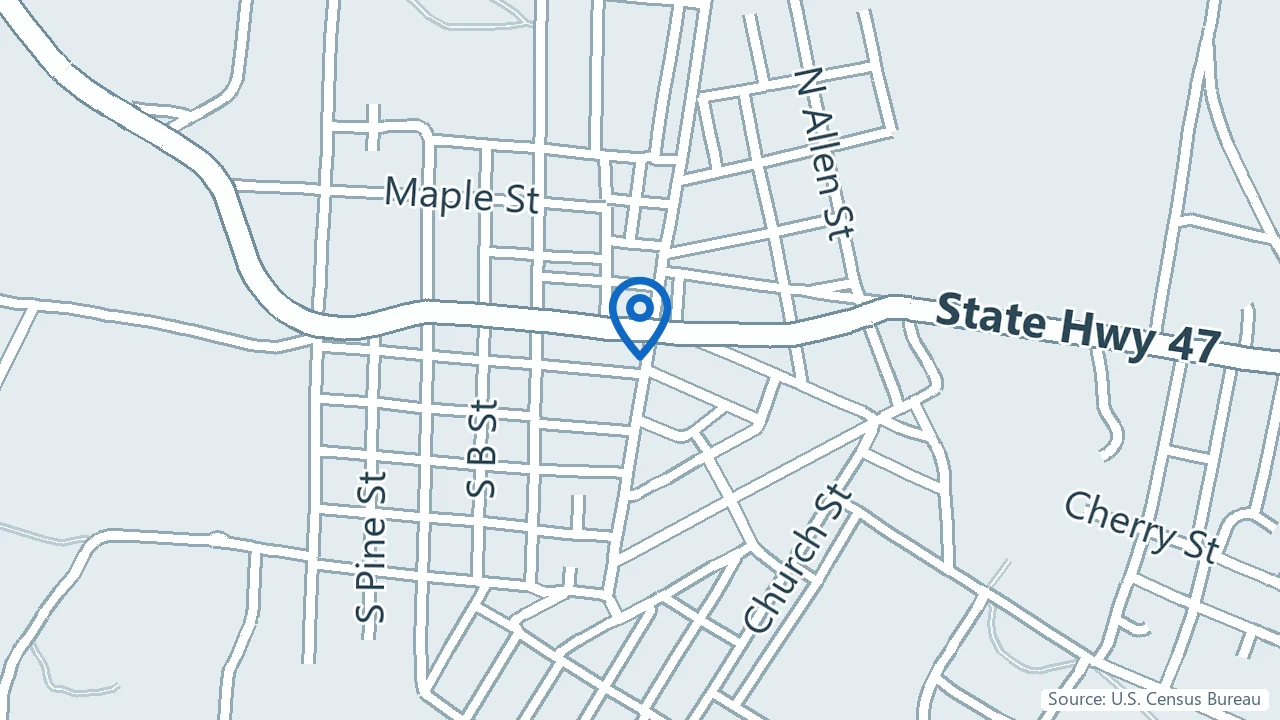 Map showing Bonne Terre Healthcare Clinic in Bonne Terre, Missouri