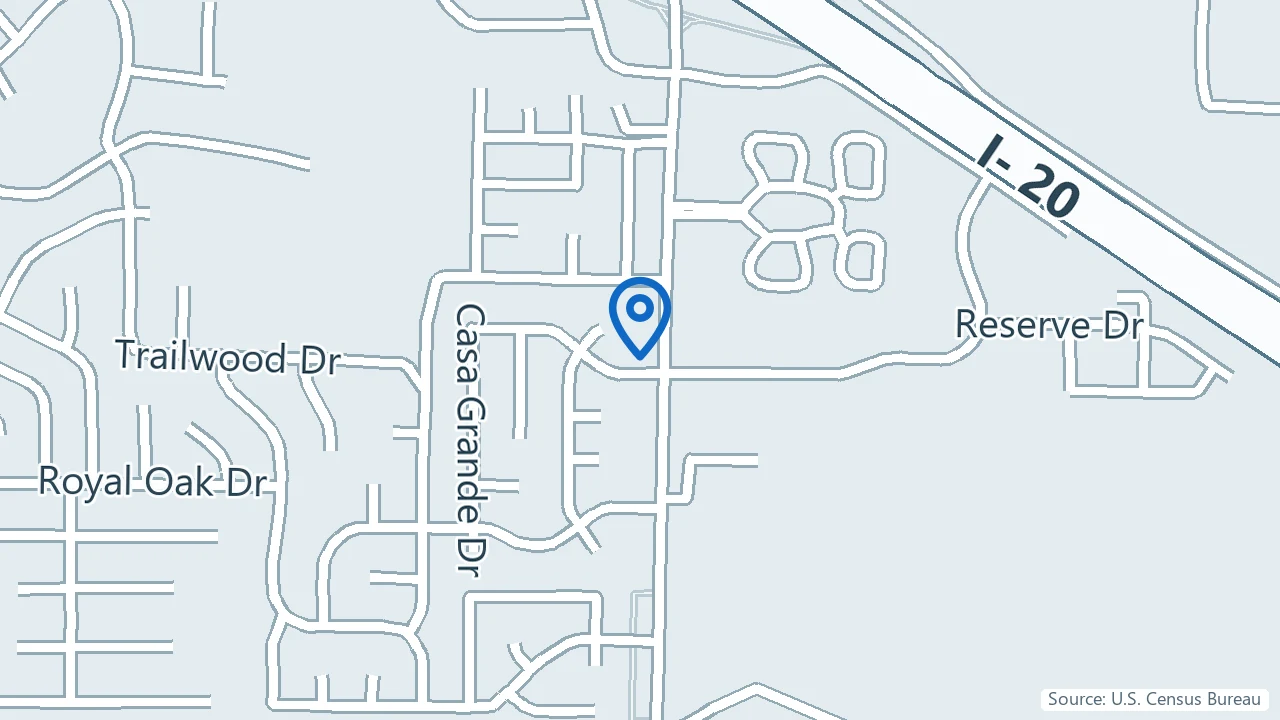 Map showing Gordon Medical Arts Clinic in Clinton, Mississippi