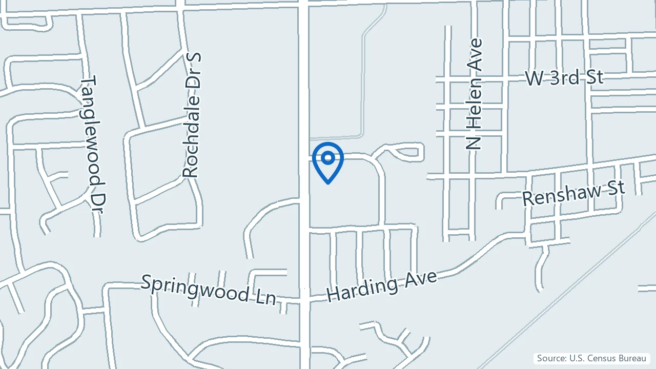 Map showing Rochester Center for Behavioral Medicine in Rochester Hills, Michigan