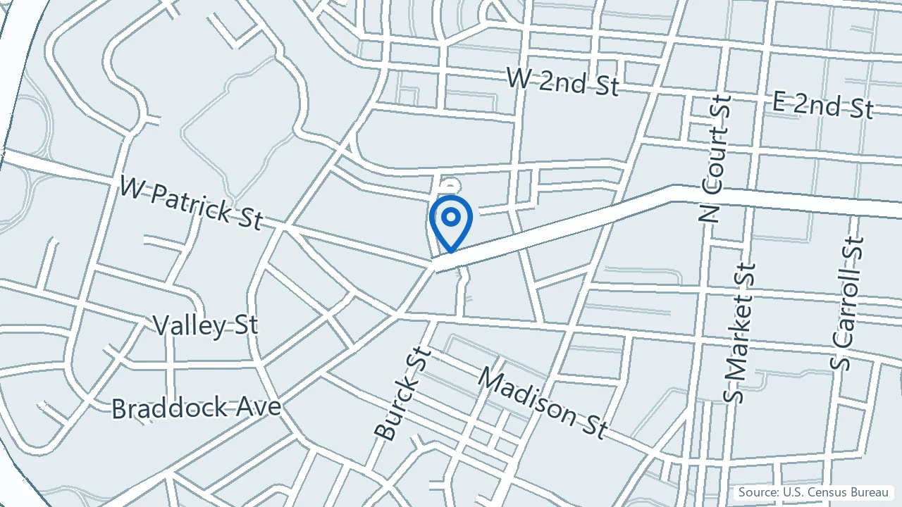 Map showing Free State Health & Wellness in Frederick, Maryland