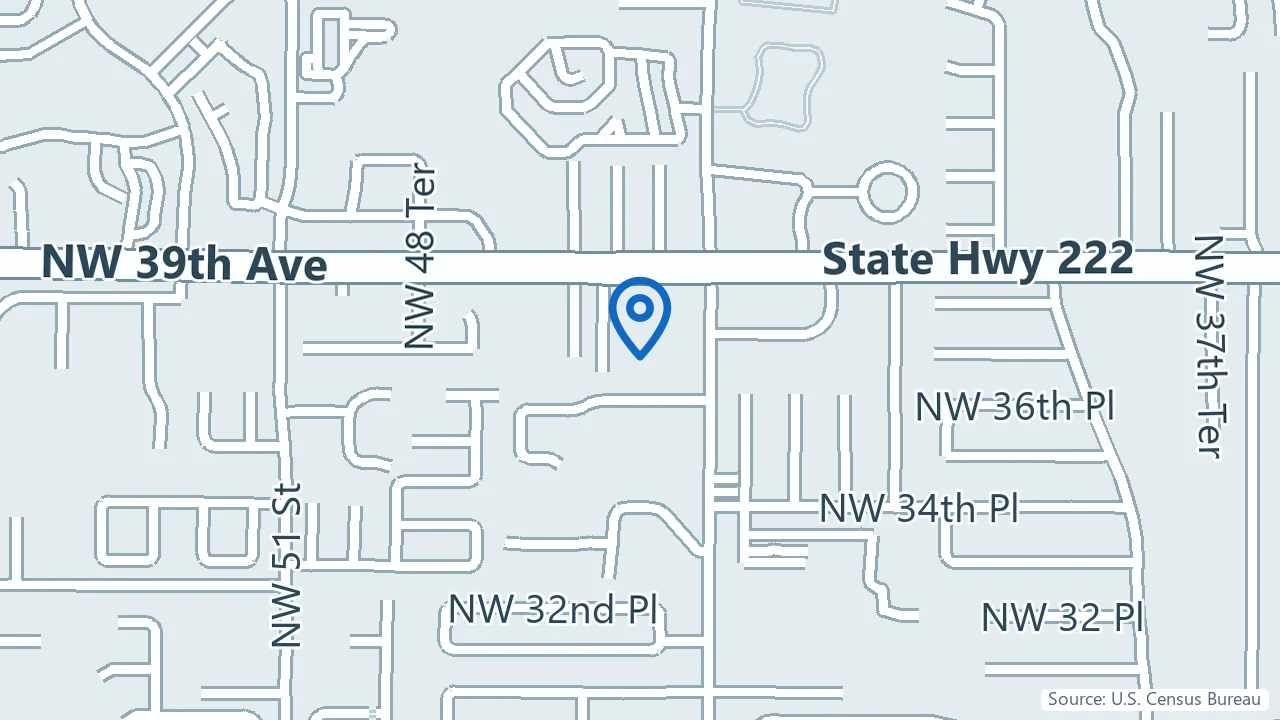 Map showing Florida Mind Health Center in Gainesville, Florida