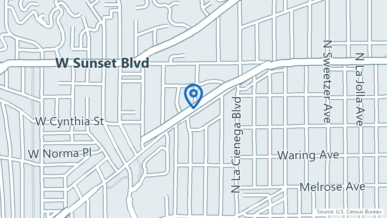 Map showing Piedmont Interventional Psychiatry in West Hollywood, California