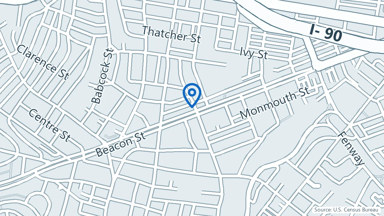 Map showing Dr. Brian Boyle, MD in Brookline, Massachusetts