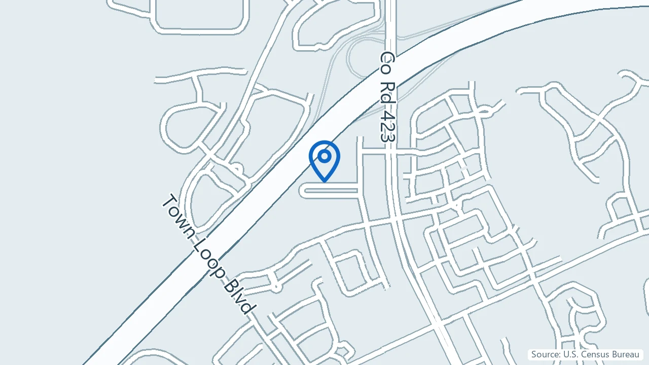 Map showing Sunshine Premier Wellness Center in Orlando, Florida