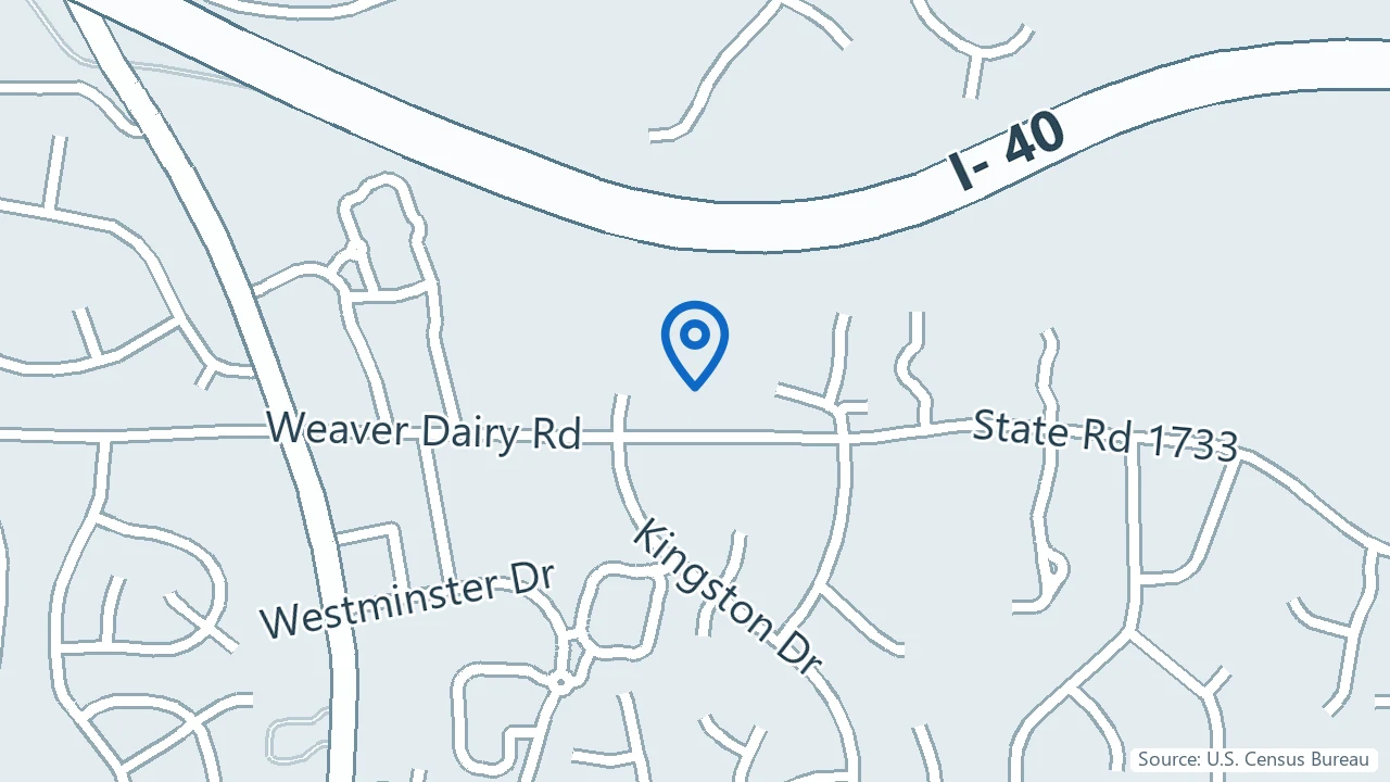 Map showing Greenbrook Mental Wellness Center in Chapel Hill, North Carolina