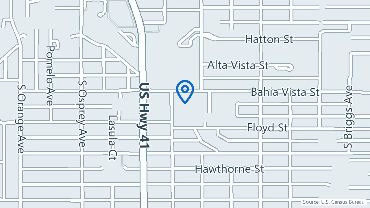Map showing HOPE Therapeutics in Sarasota, Florida