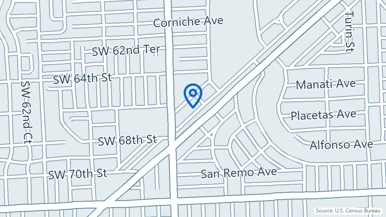 Map showing South Florida Integrative Medicine in Coral Gables, Florida