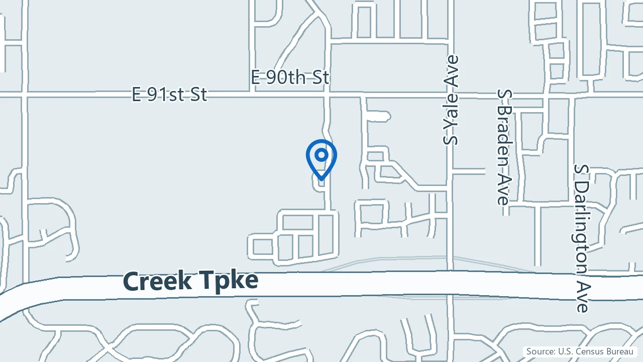 Map showing Oklahoma Interventional Spine & Pain in Tulsa, Oklahoma