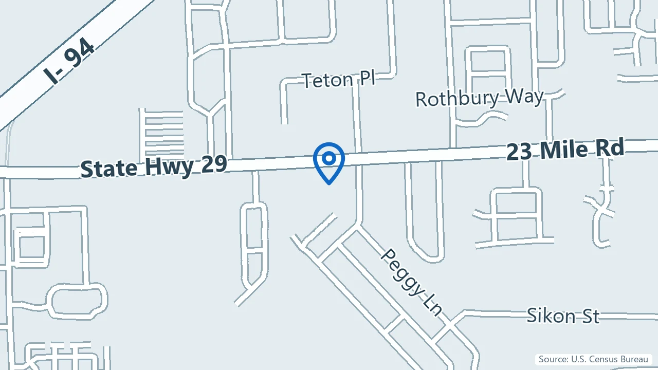 Map showing Helios Psychiatry and Counseling in Chesterfield, Michigan