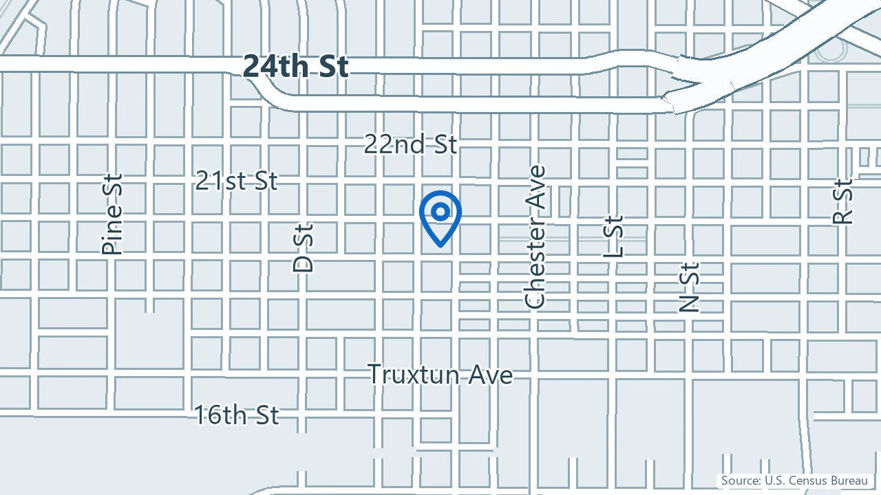 Map showing A Better Way Psychiatry & TMS in Bakersfield, California