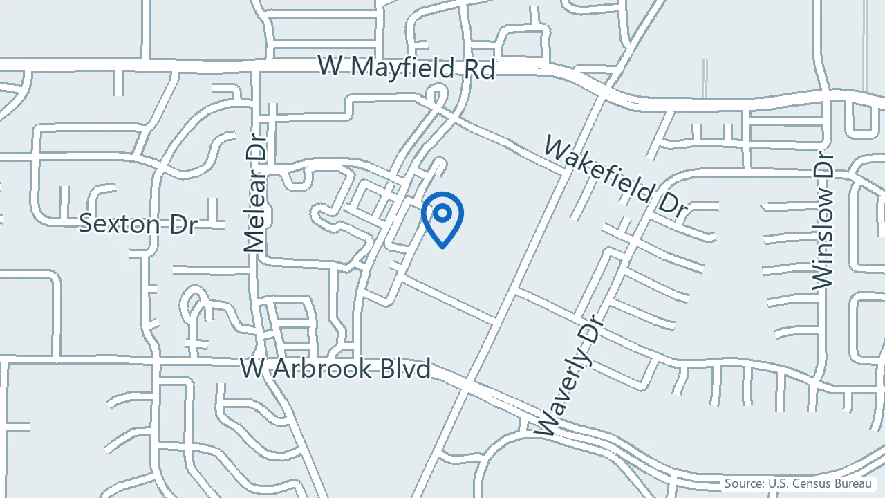 Map showing Hawkins Psychiatry in Arlington, Texas
