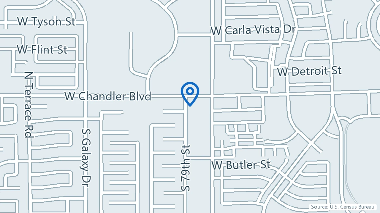 Map showing Reverie Mind in Chandler, Arizona