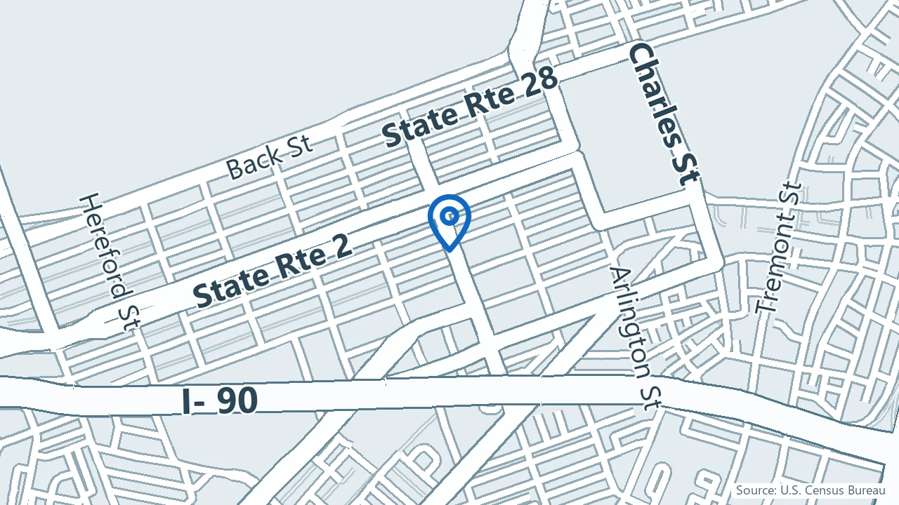 Map showing EMK Neurotherapeutics in Boston, Massachusetts