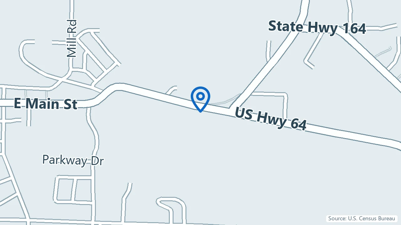 Map showing Nightingale Direct Care in Clarksville, Arkansas