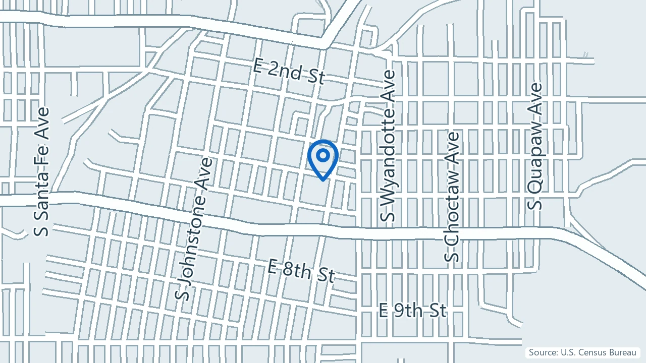 Map showing Oklahoma Interventional Spine & Pain in Bartlesville, Oklahoma