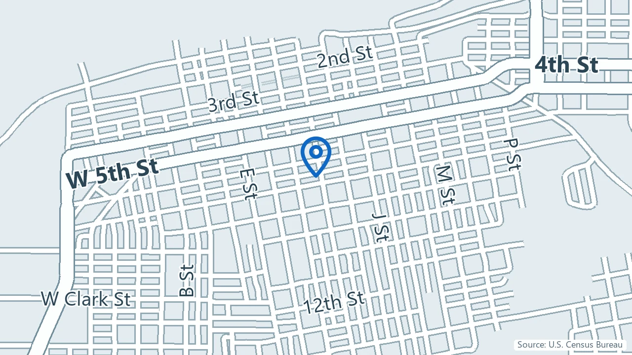 Map showing Advanced Psychiatry Associates in Eureka, California