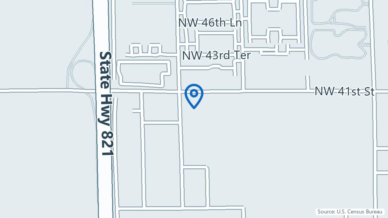 Map showing Excellence Care Florida in Doral, Florida
