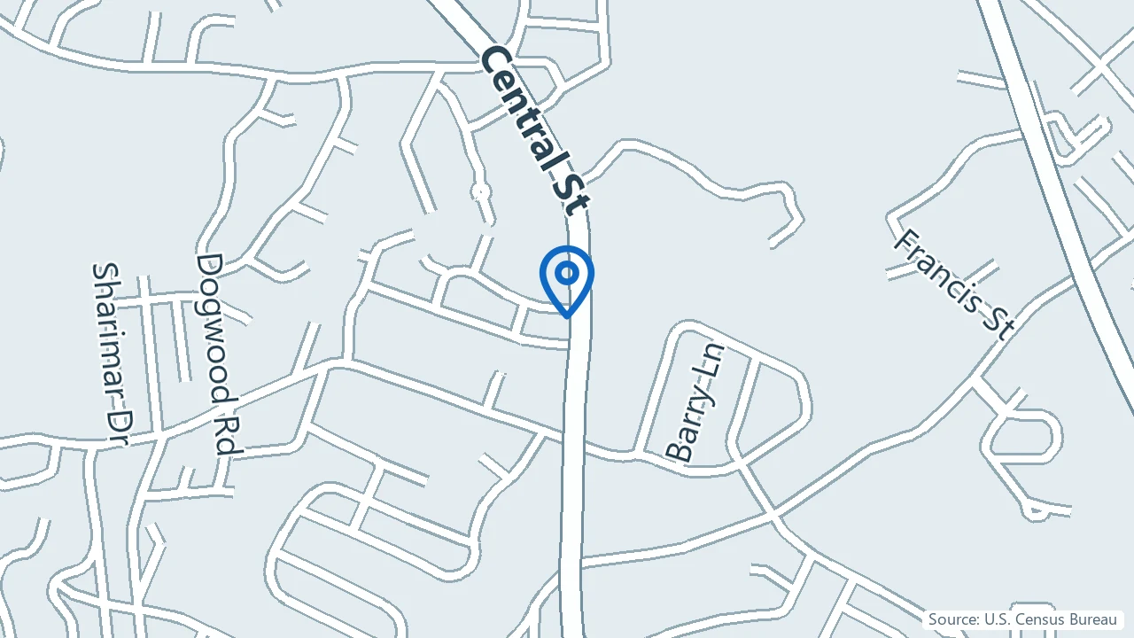 Map showing TAK Center for Mental Health in Leominster, Massachusetts