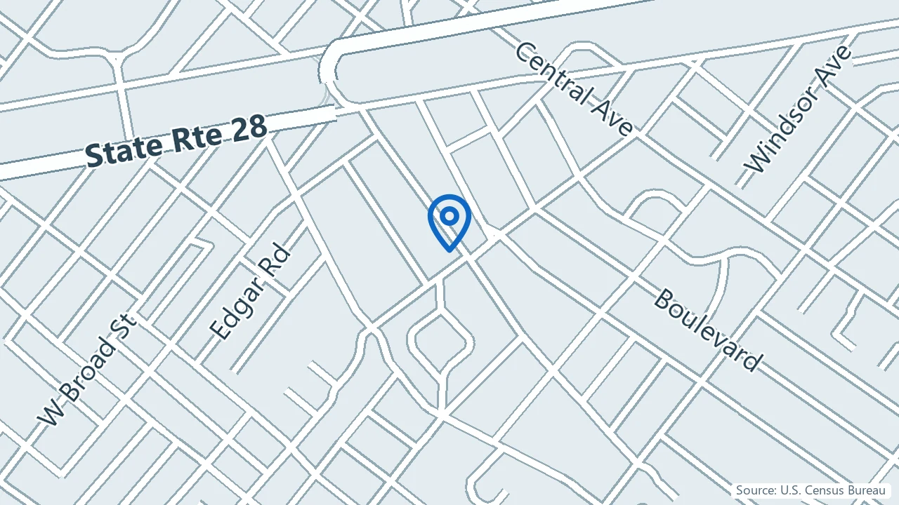 Map showing Embrace Psychiatric Wellness Center in Westfield, New Jersey
