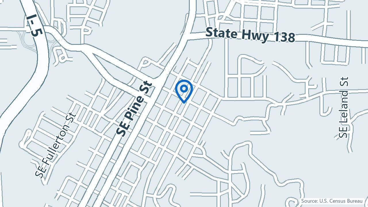Map showing Klarity Quest Clinic in Roseburg, Oregon