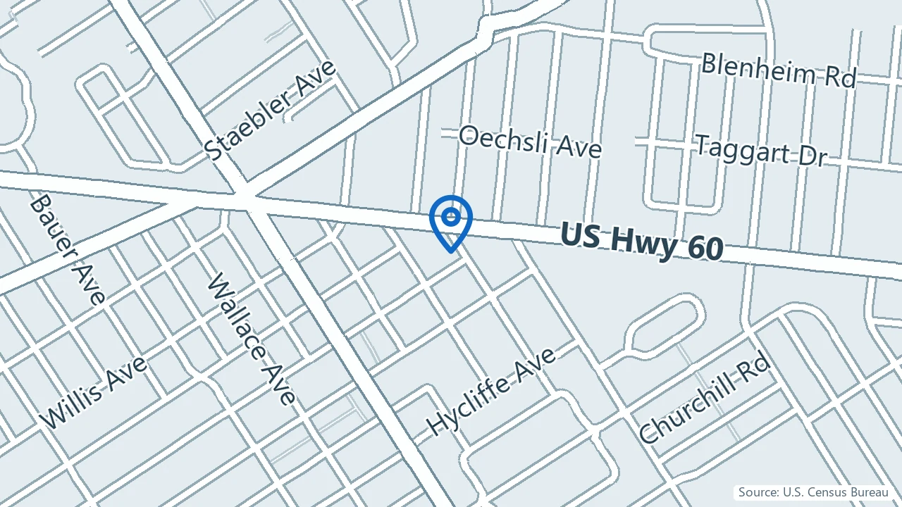 Map showing Peace of Mind Psychiatry in Louisville, Kentucky