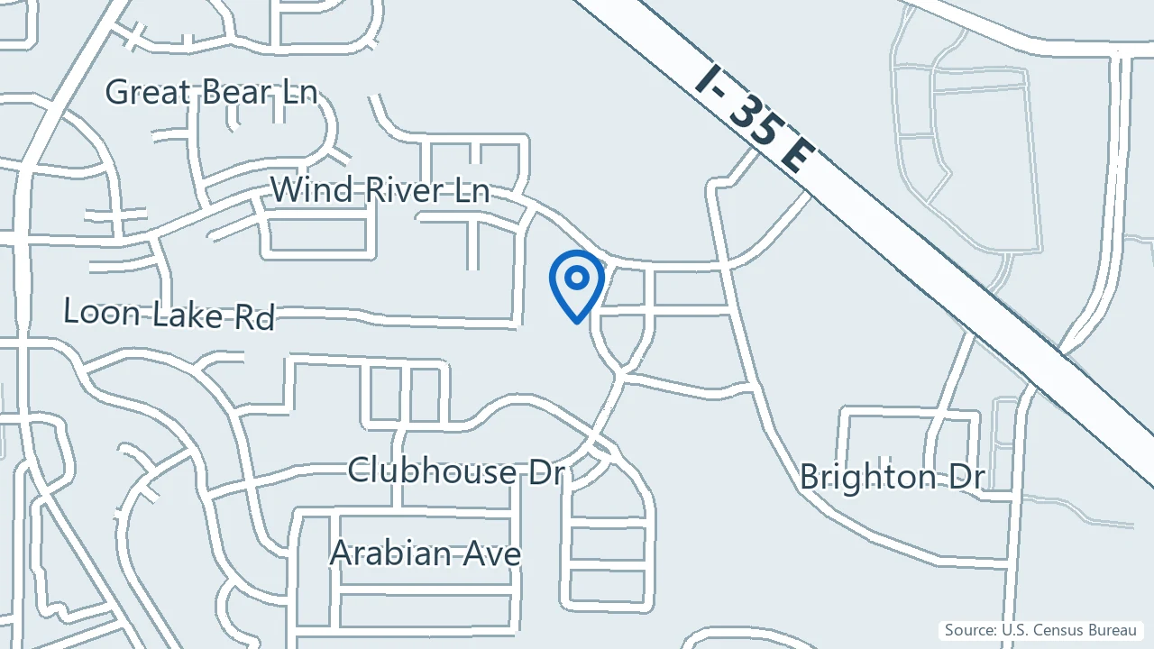 Map showing Restore Brain in Denton, Texas