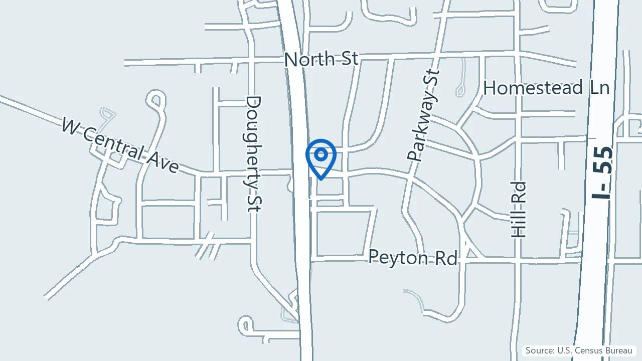 Map showing Patel Family Medical Center in Coldwater, Mississippi