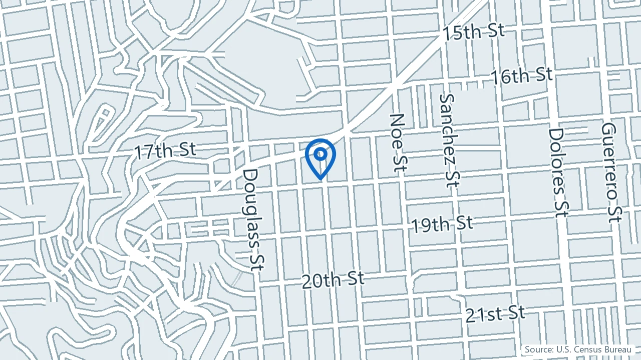 Map showing Healing Realms Center in San Francisco, California