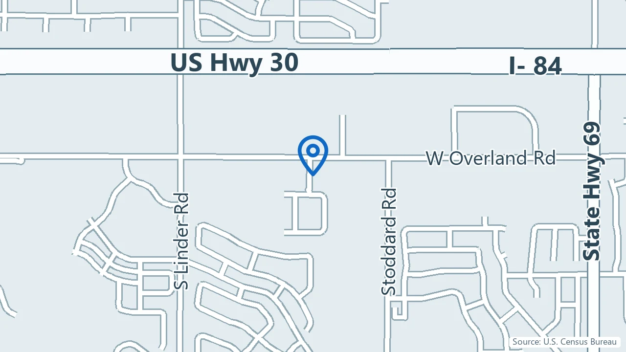 Map showing Meridian Advanced Psychiatry in Meridian, Idaho