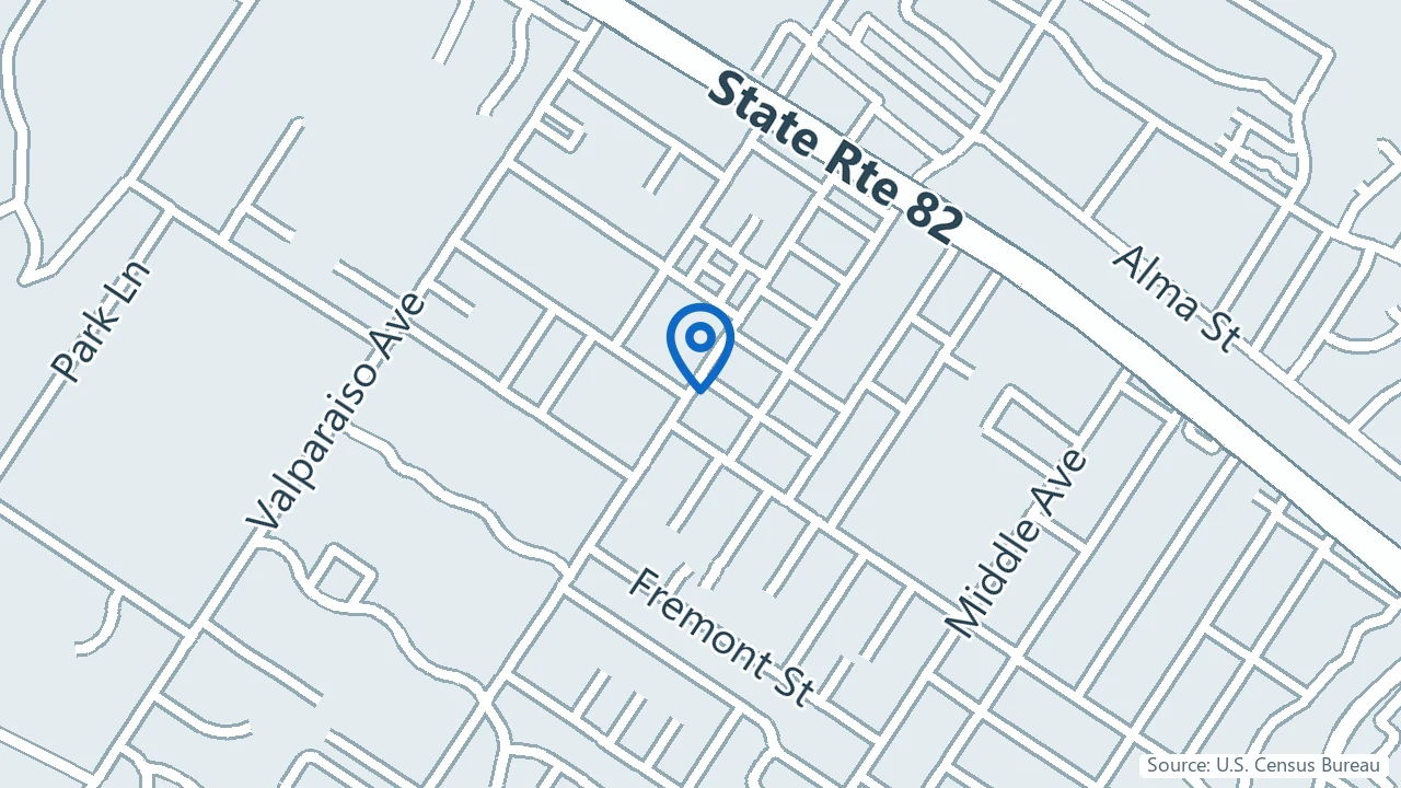 Map showing Helios Psychiatry in Menlo Park, California