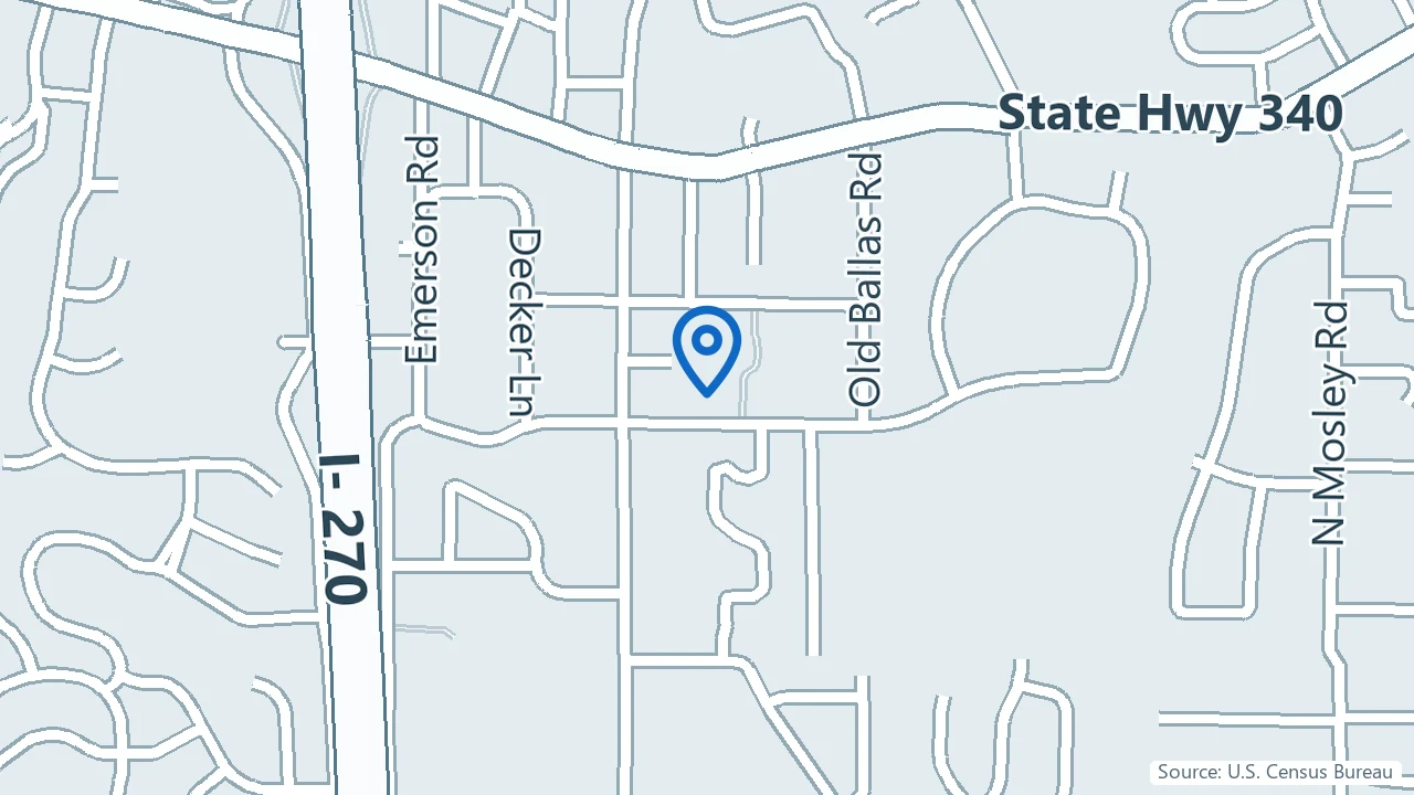 Map showing Serenity Health in St. Louis, Missouri