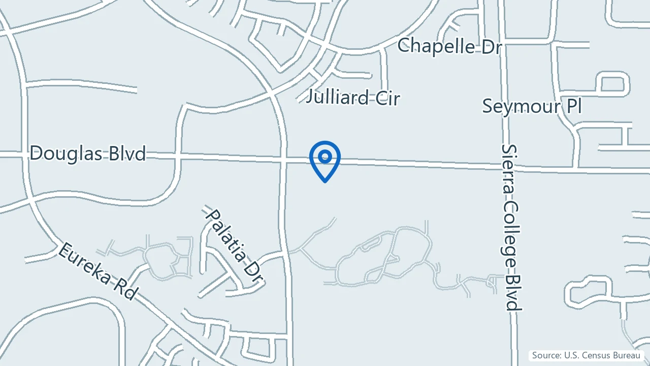 Map showing Roseville Center for Interventional Psychiatry in Roseville, California