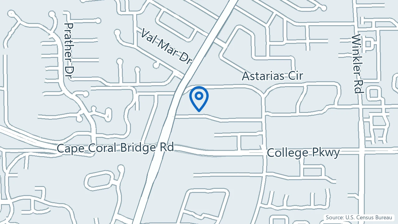 Map showing Mentus Health in Fort Myers, Florida