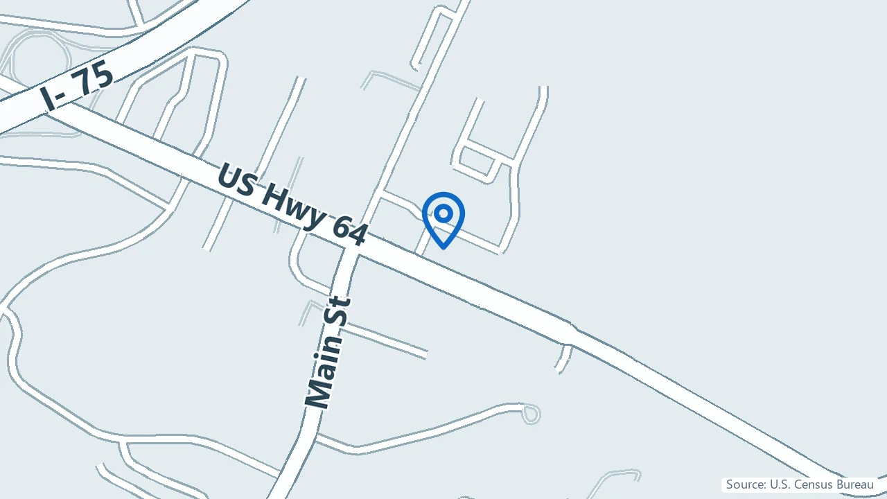 Map showing Radial in Ooltewah, Tennessee