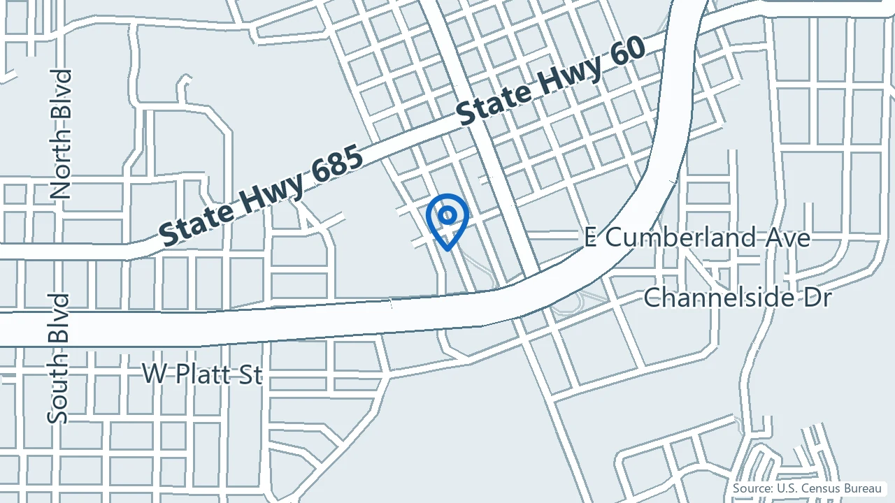 Map showing Happy Minds Wellness Center in Tampa, Florida
