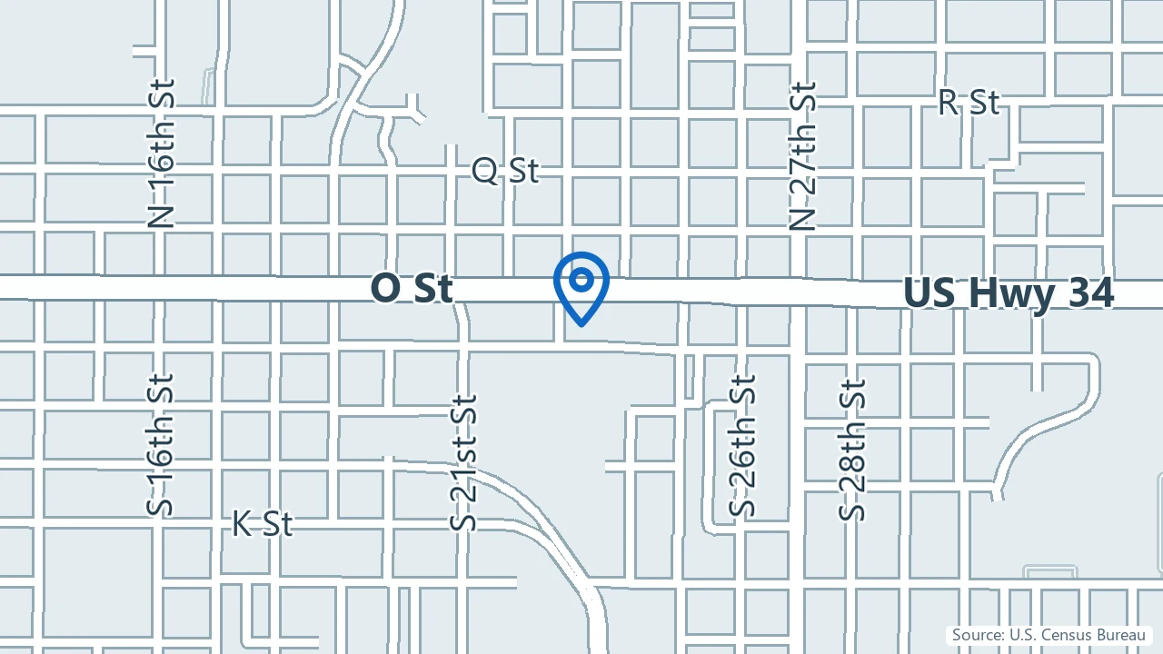 Map showing Lutheran Family Services in Lincoln, Nebraska