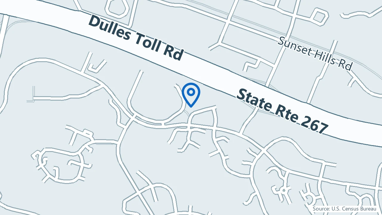 Map showing Full Circle Neuropsychiatric Wellness Center in Reston, Virginia