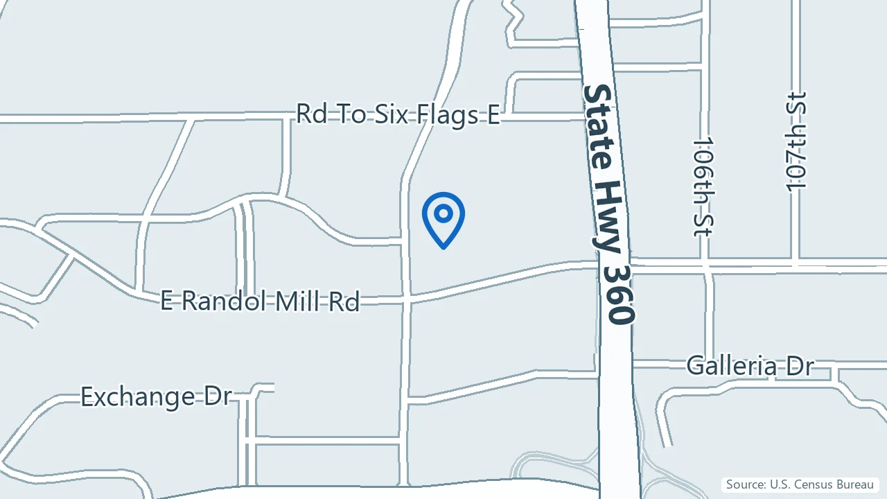 Map showing Serenity Mental Health Centers in Arlington, Texas