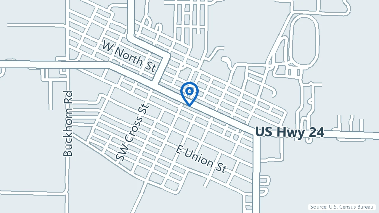 Map showing The Gadson Clinic in Mount Sterling, Illinois