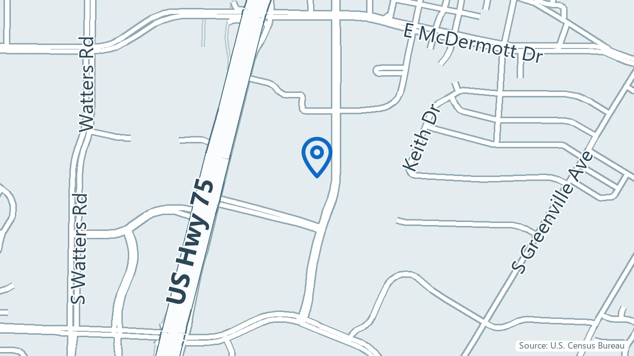 Map showing Zoe Psychiatry & Sleep Medicine in Allen, Texas