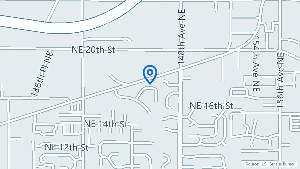 Map showing New Dawn Psychiatric Care in Bellevue, Washington