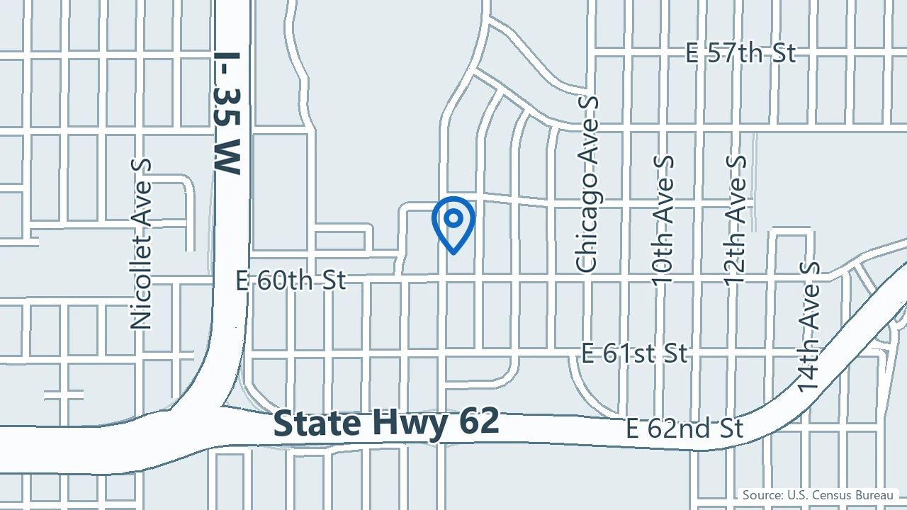 Map showing Diamond Lake Clinic in Minneapolis, Minnesota