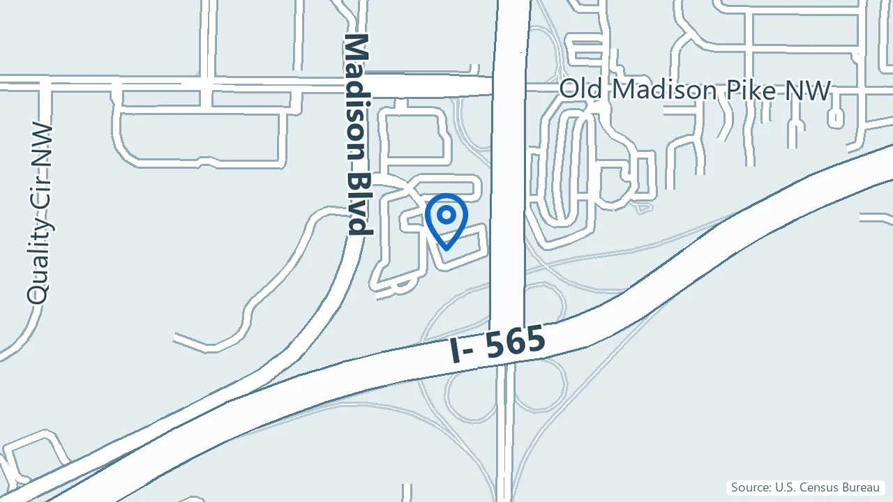 Map showing Faraday Health in Huntsville, Alabama