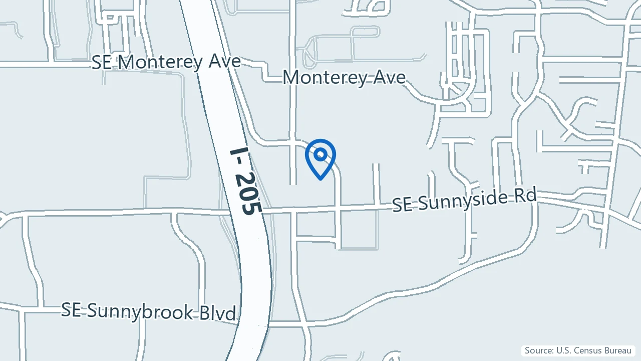 Map showing BestMind Behavioral Health in Clackamas, Oregon