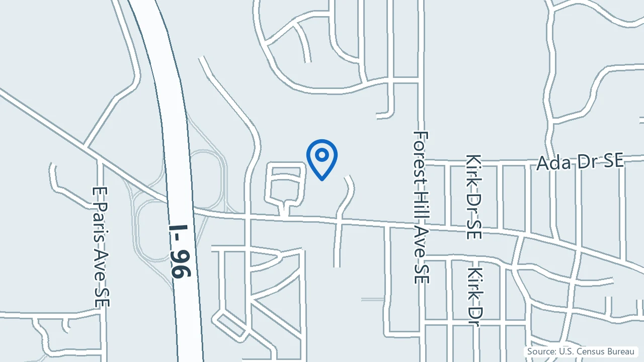 Map showing Thrive Center for Health in Grand Rapids, Michigan