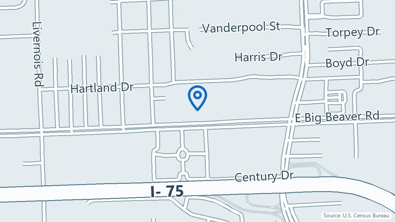 Map showing Helios Psychiatry and Counseling in Troy, Michigan