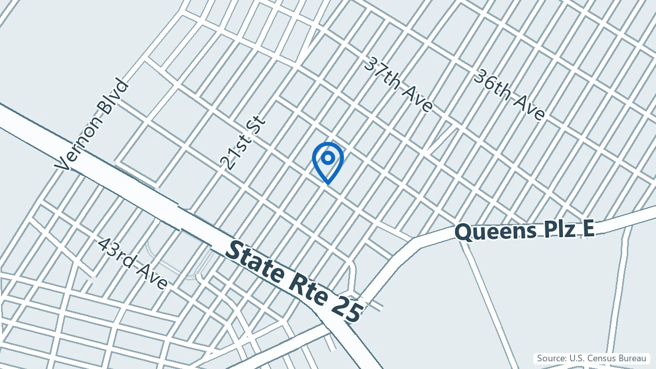 Map showing Casa Wellness at Sandoval Colab in Long Island City, New York